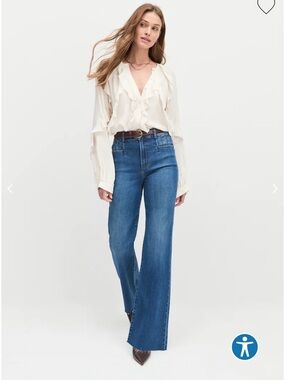 Favorite Daughter Wide-Leg High-Rise Blue Jeans